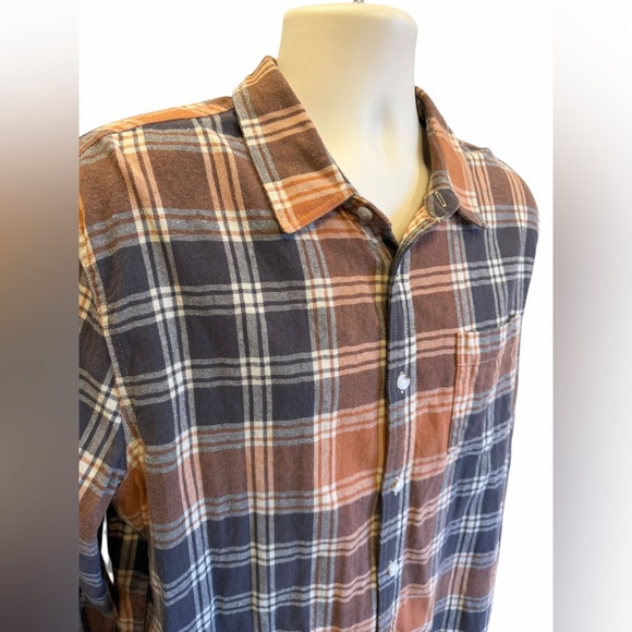 Liverpool Los Angeles Mens Shirt Size Large Brown Plaid Long Sleeve Button Down - Picture 5 of 9